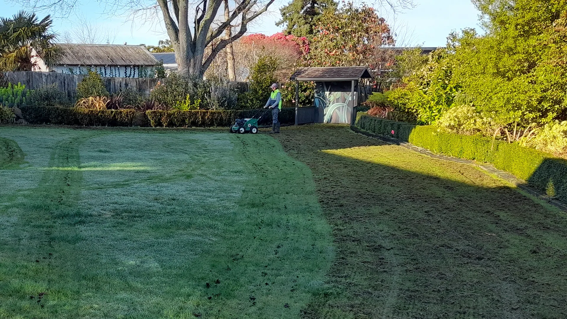 Coring and Dethatching Lawn